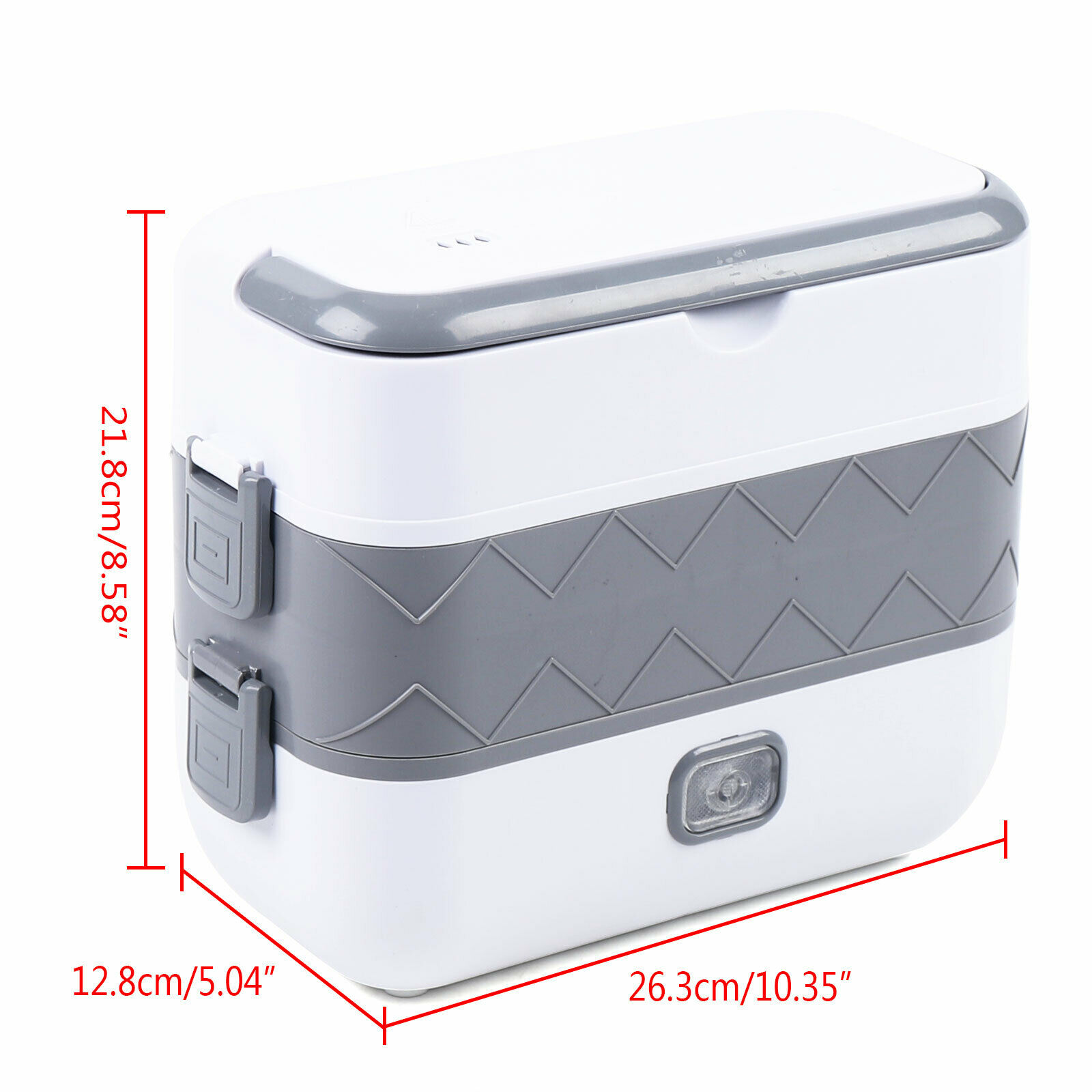 Oukaning 2 Layer Electric Heated Lunch Box Portable Food Warmer Stainless Steel 110V