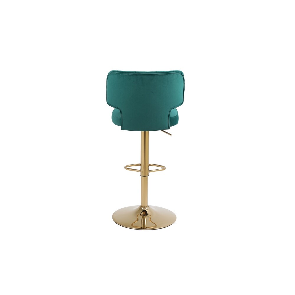 Barstools  Swivel Velvet Bar Stool Counter Height Bar Chairs Adjustable Tufted Stool with Back  Footrest (Emerald  Set of 2)