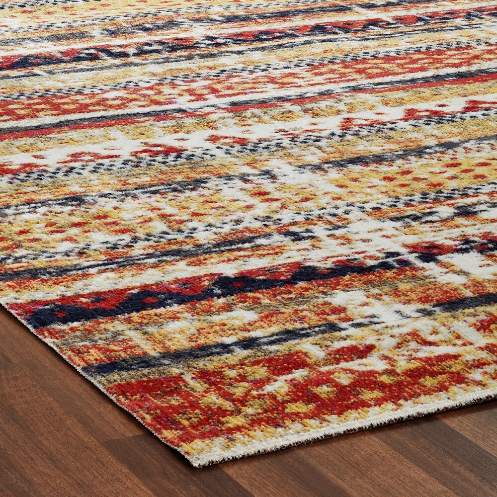 Porch   Den Pommel Distressed Red/Gold Striped Indoor/ Outdoor Area Rug