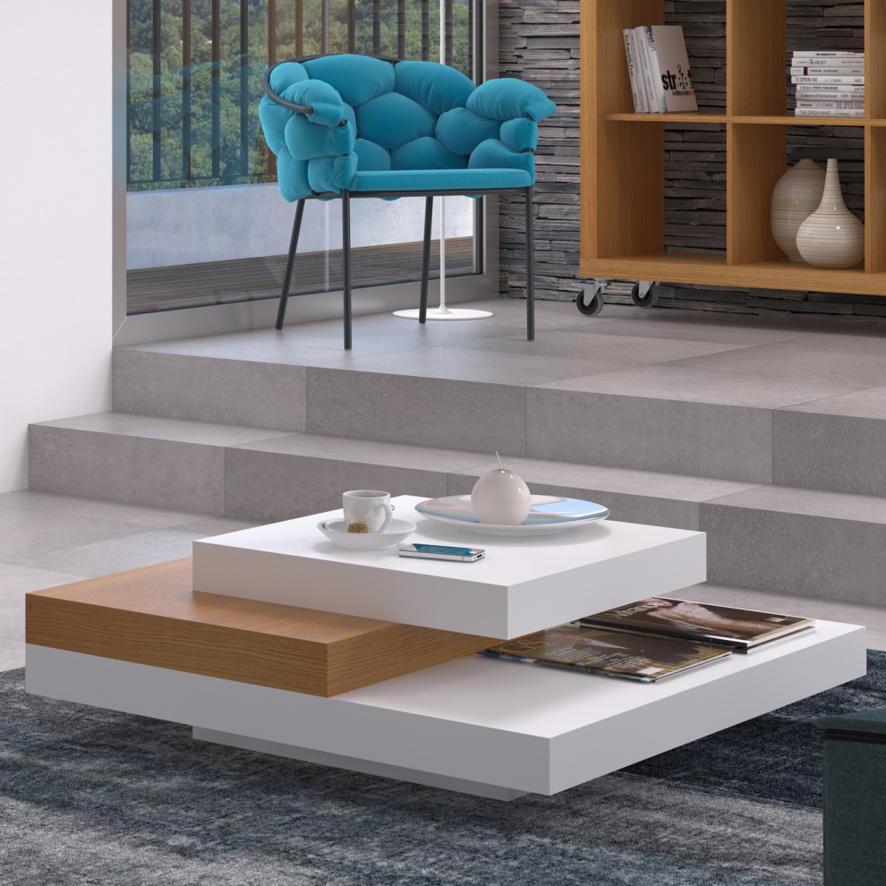 Isle Contemporary Multi Platform Square Coffee Table   Contemporary   Coffee Tables   by Plush Pod Decor  Houzz