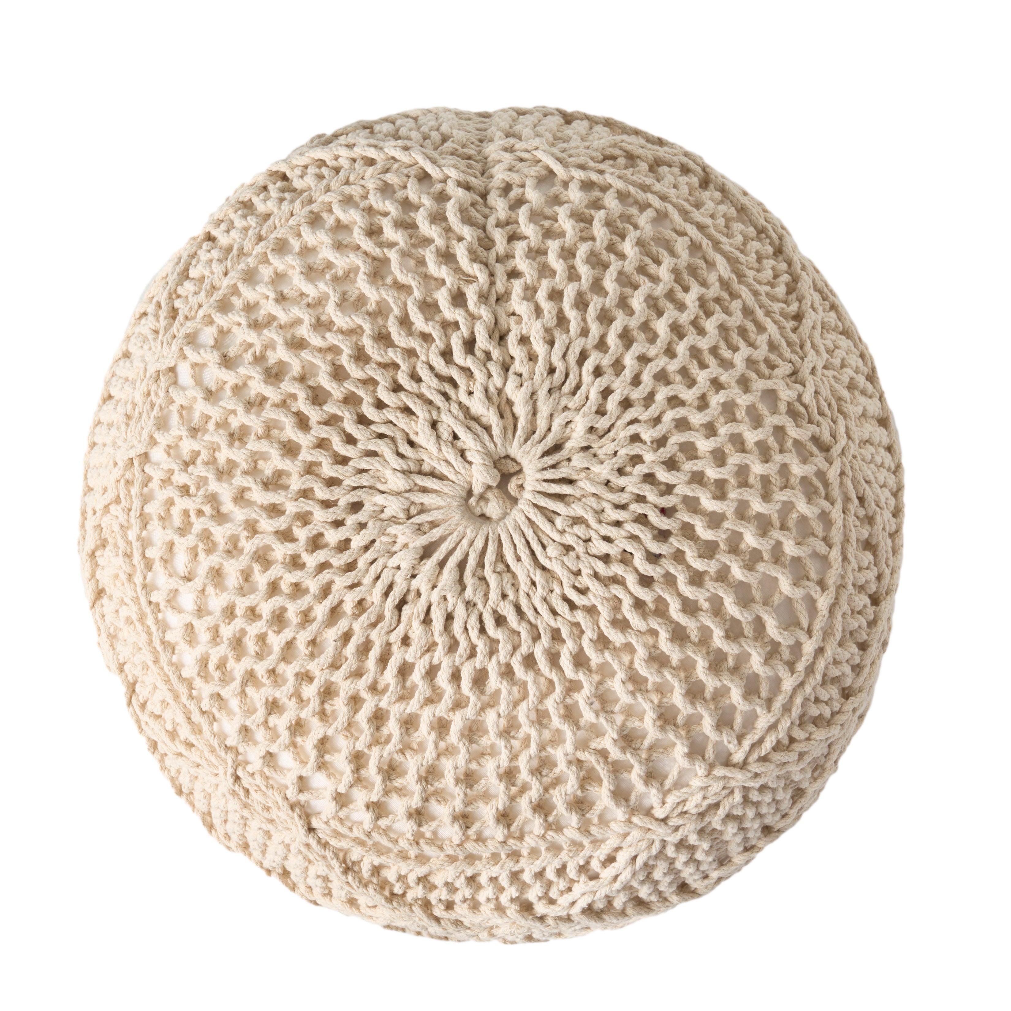 Woodbine Modern Knitted Cotton Round Pouf