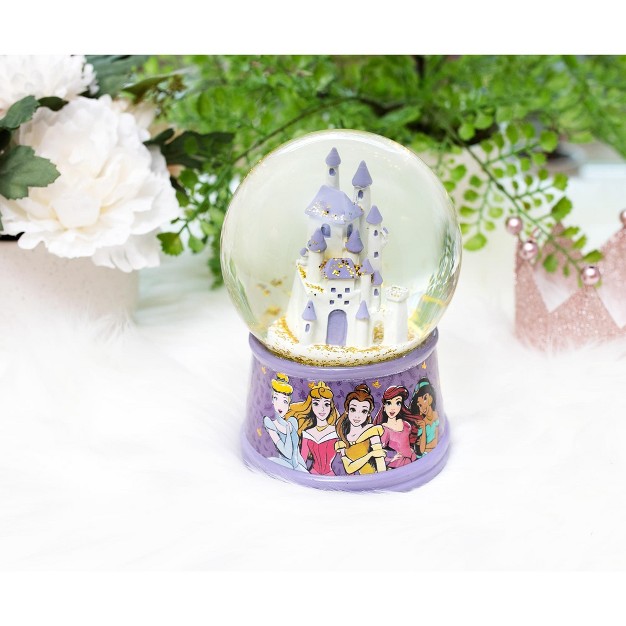 Silver Buffalo Disney Princess Castle Light up Snow Globe 6 Inches Tall