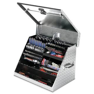 Montezuma 27 in. W x 18 in. D Portable Triangle Top Tool Chest for Sockets Wrenches and Screwdrivers in Aluminum SE250AL