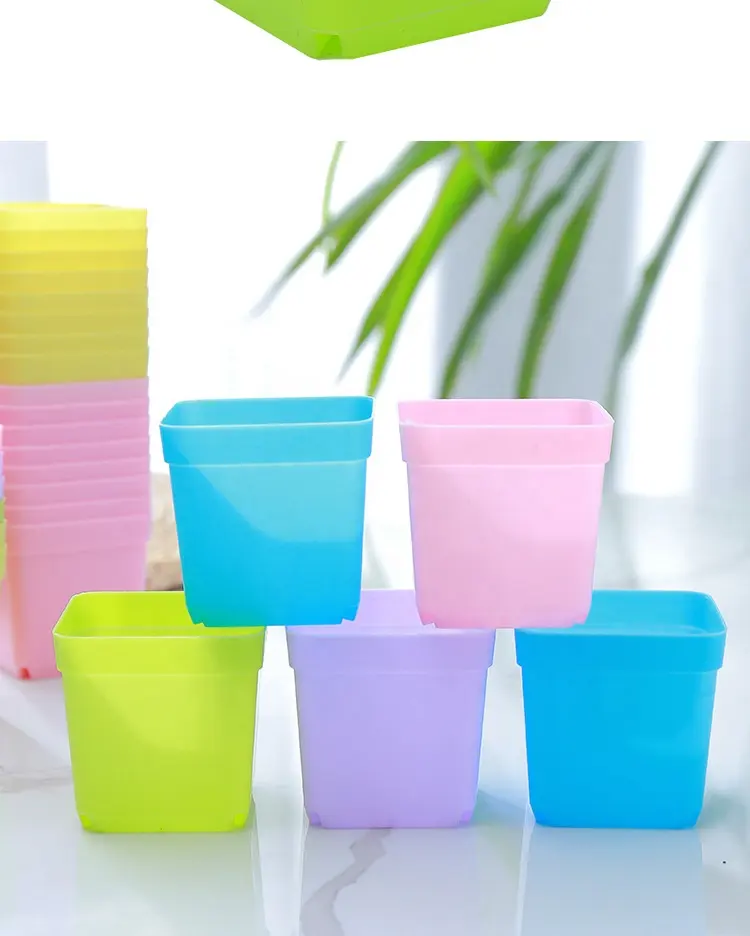 Garden supplies factory wholesale cheap square  plastic nursery pots 2 inch plant pot plastic nursery seedling pots purple