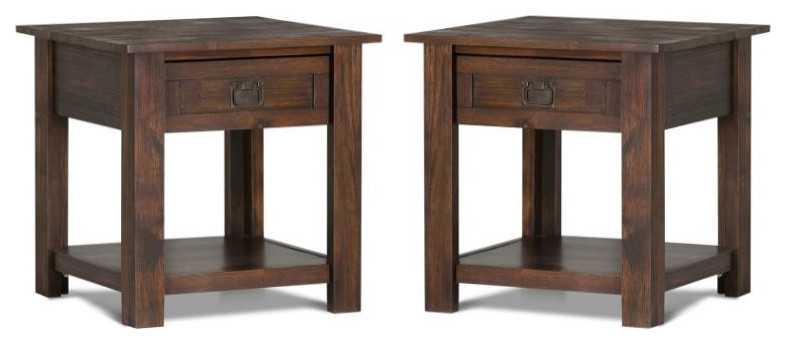 Home Square 2 Piece Wood End Table Set in Distressed Charcoal Brown   Transitional   Side Tables And End Tables   by Homesquare  Houzz