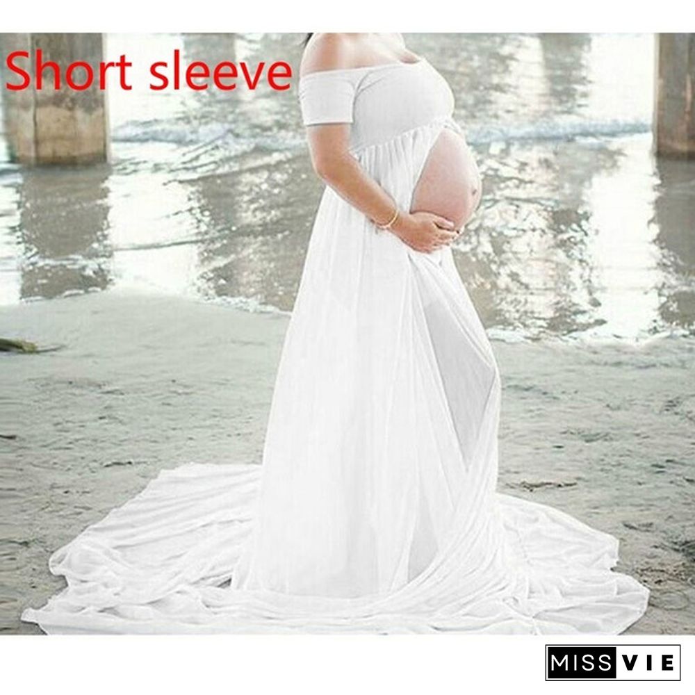 Sexy Women Skirt Chiffon Maternity Photography Props Dress Off Shoulders Women Fashion Dresses