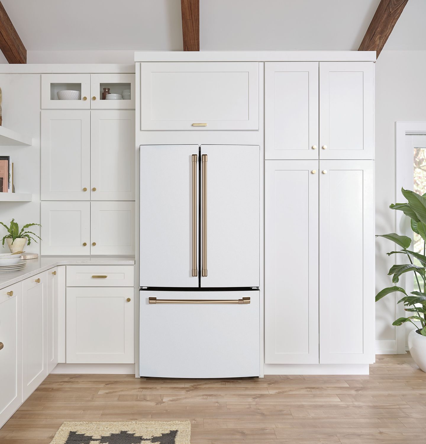 Cafe ADA 18.6 Cu. Ft. Matte White With Brushed Bronze Counter-Depth French-Door Refrigerator