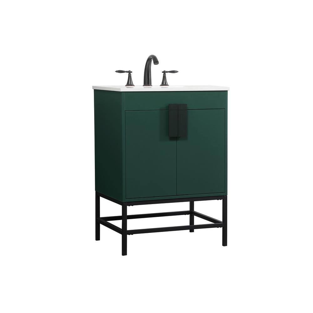 Timeless Home 19 in. W x 24 in. D x 33.5 in. H Bath Vanity in Green with Ivory White Quartz Top TH97648MGN