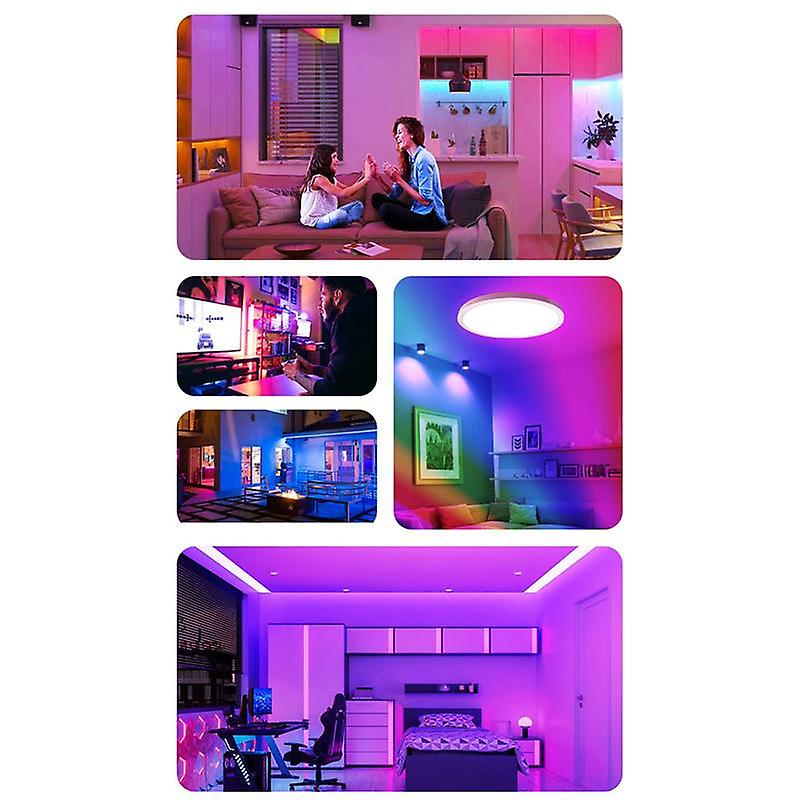 12 Inch 28w Rgb+3cct Led Ceiling Light 85v-265v 3000k/4000k/6500k Three-tone Light Bedroom Study Ba