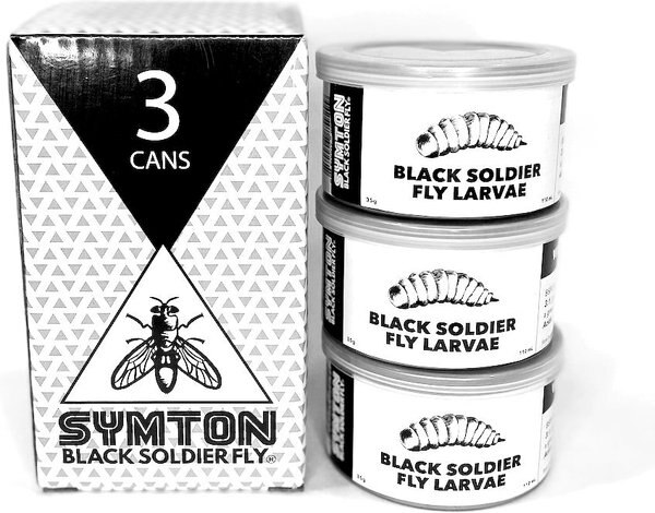 Symton Black Soldier Fly Larvae Canned Reptile Food， 35-g cam， 3 count