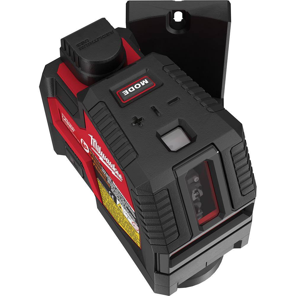 MW Green 100 ft. Cross Line and Plumb Points Rechargeable Laser Level with USB Lithium-Ion Battery Charger and Track Clip 3522-21-48-35-1313