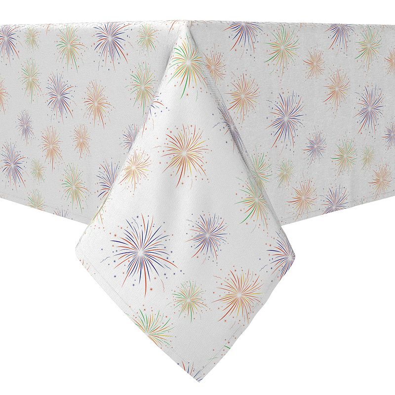 Rectangular Tablecloth， 100% Cotton， Fireworks Celebration