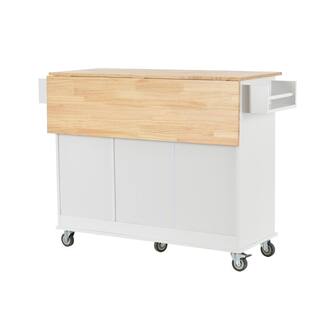 Nestfair White Kitchen Island with Racks and Drawers LWF287035W