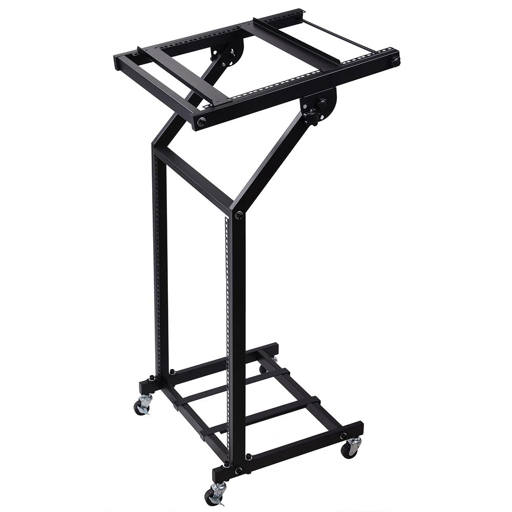 Yescom 19in 12U Stage Rolling Audio Mixer Stand Rack Cart w/ 4 Poles