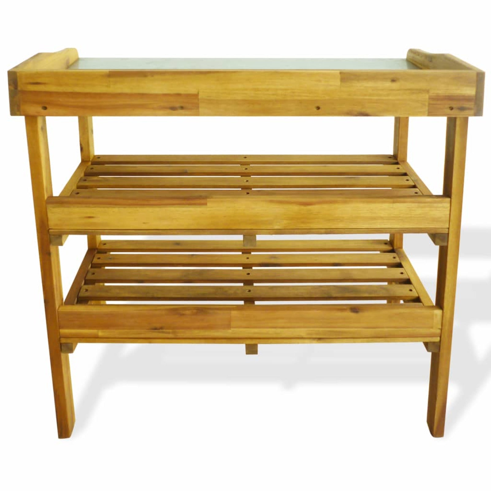 Abody Potting Bench with 2 Shelves Solid Acacia Wood and Zinc