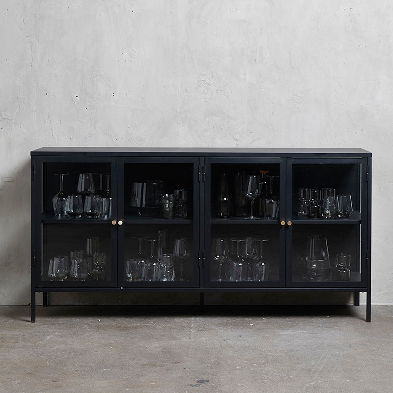 CARMEL 4 Glass Doors Sideboard 170xcm - Black