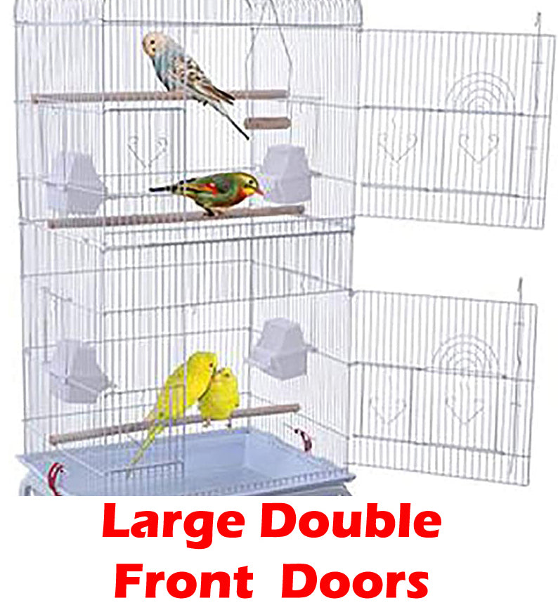 Large Portable Double Roof Top Flight Bird Breeding Travel Carrier Cage for Cockatiels Sun Parakeets Green Cheek Conures Aviary Budgie Finch Lovebird Canary