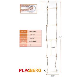 PLAYBERG 5-Step Climbing Wooden Rope Ladder Specialty Swing QI003373