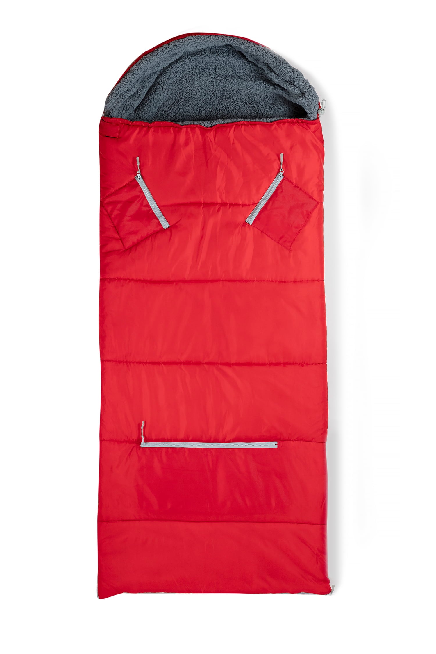 Mimish Sleep-N-Pack, 37F Kid's Sleeping Bag & Backpack, Cozy Liner, Fiery Red/Grey