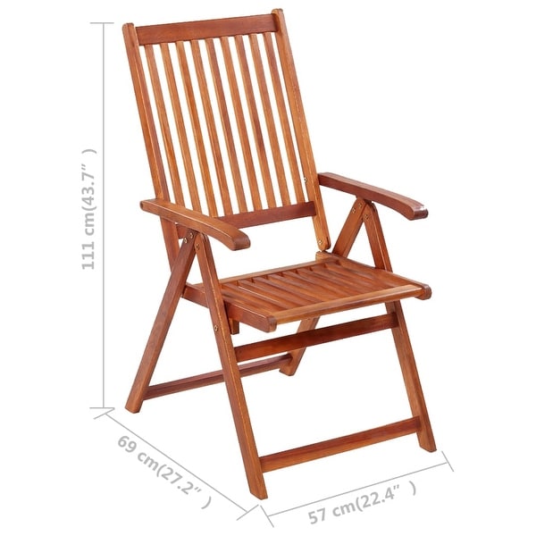 vidaXL Folding Patio Chairs 3 pcs with Cushions Solid Acacia Wood