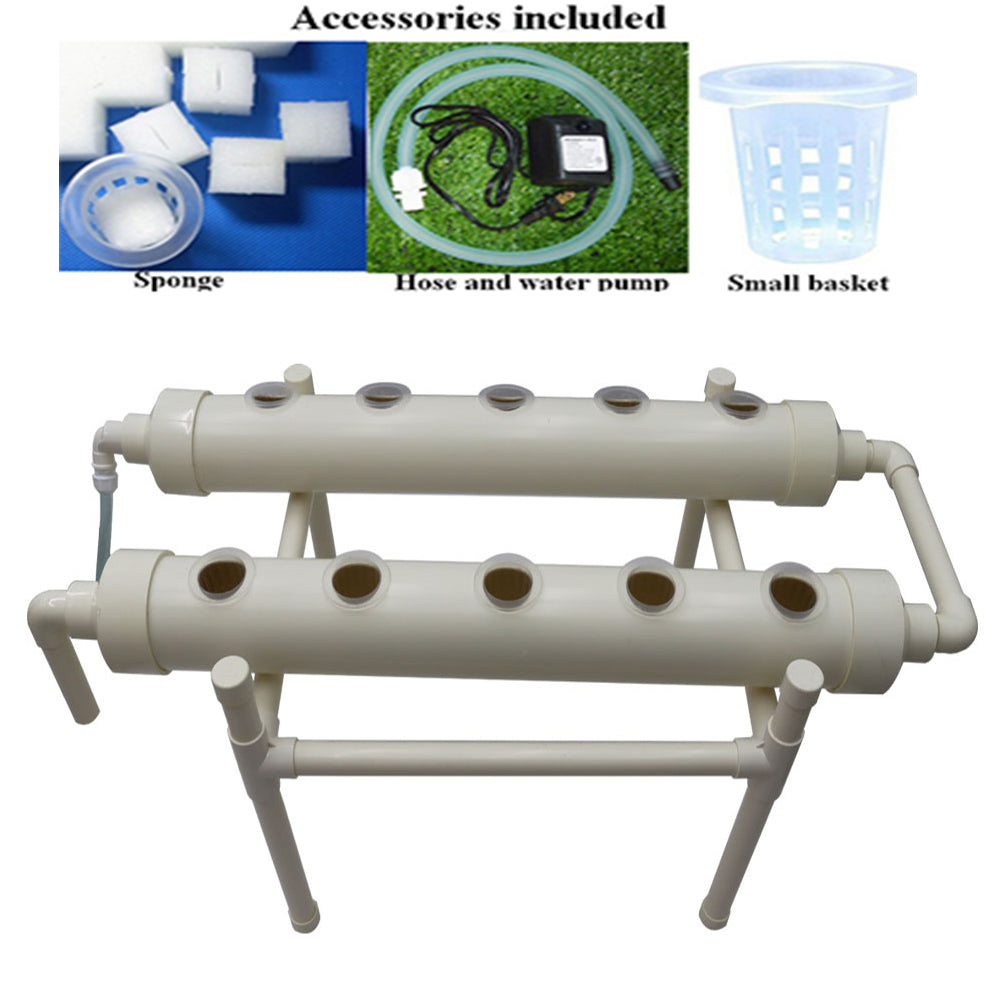 TECHTONGDA Hydroponic 10 Holes Site Grow Kit Vegetable Planter Garden Indoor Plant Grow System