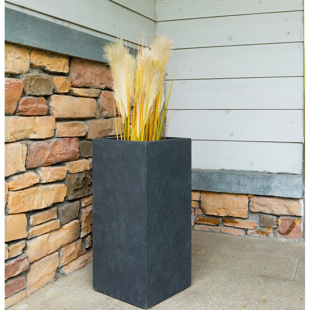 Durx litecrete Lightweight Concrete Tall Light Granite Planter Medium   11'x11'x23.6'