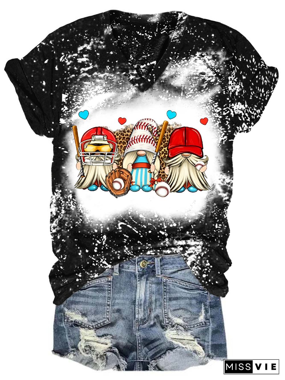 Baseball Team Gnomes Bleaching V Neck T-shirt