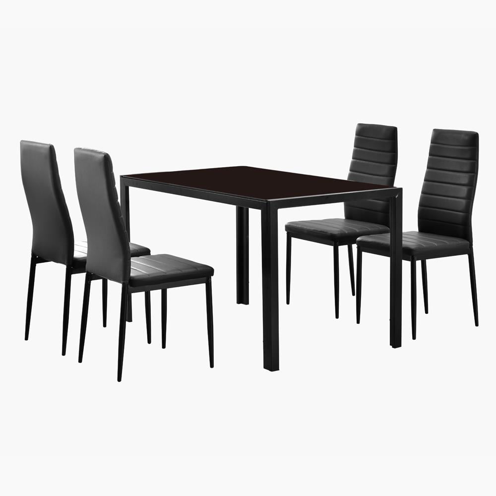 Zimtown 5 Pieces Modern Dining 29 Table Set 4 Chair Glass Metal Kitchen Room Breakfast Furniture