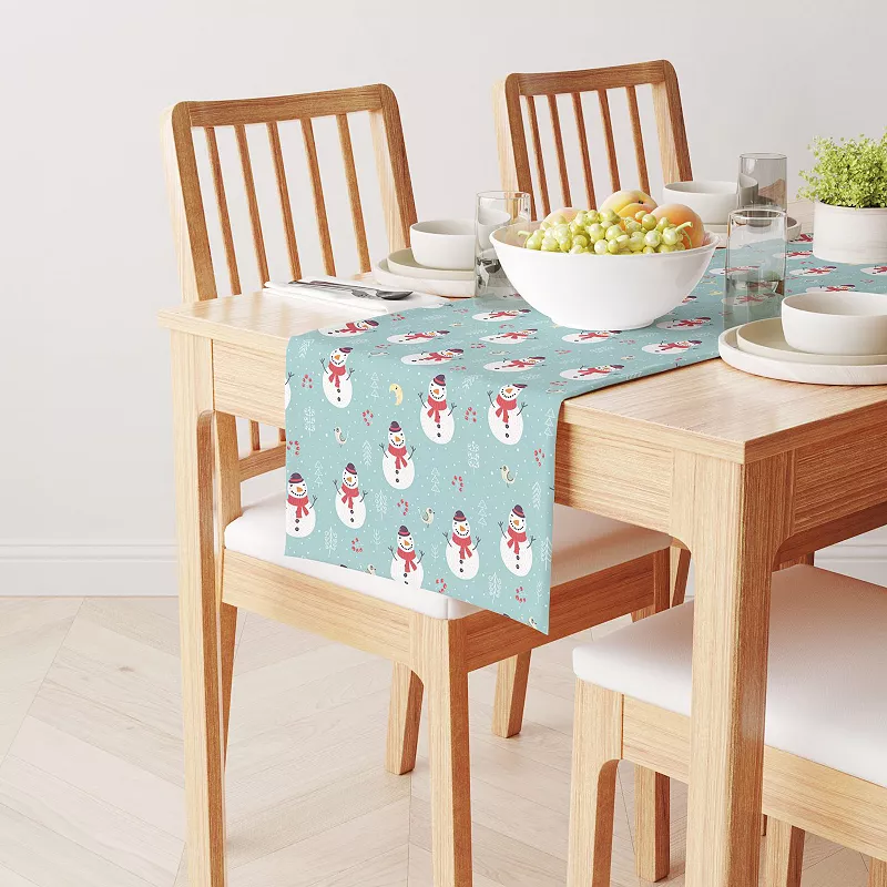 Table Runner， 100% Cotton， 16x72， Holly Jolly Snowmen