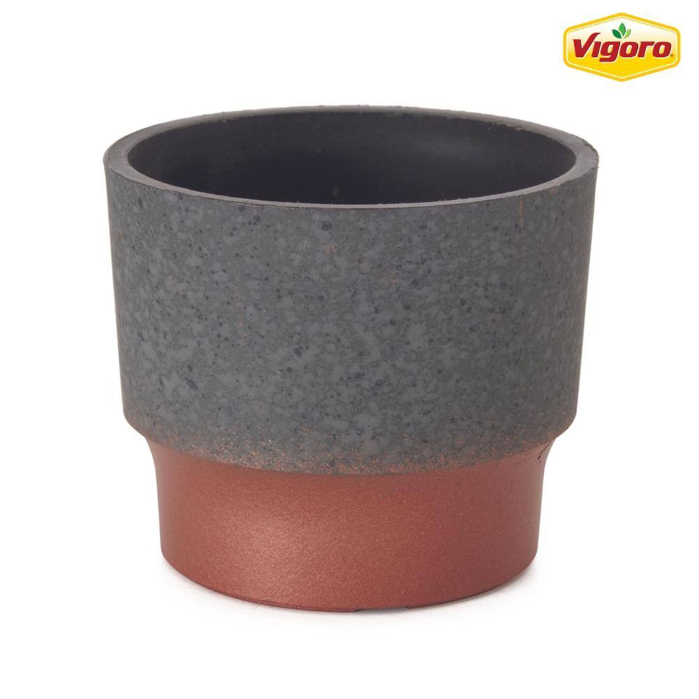 Vigoro 3 in. Nix Faux Concrete Small Gray Plastic Pot (3 in. D x 2.5 in. H) with Drainage Hole SSP03000K20