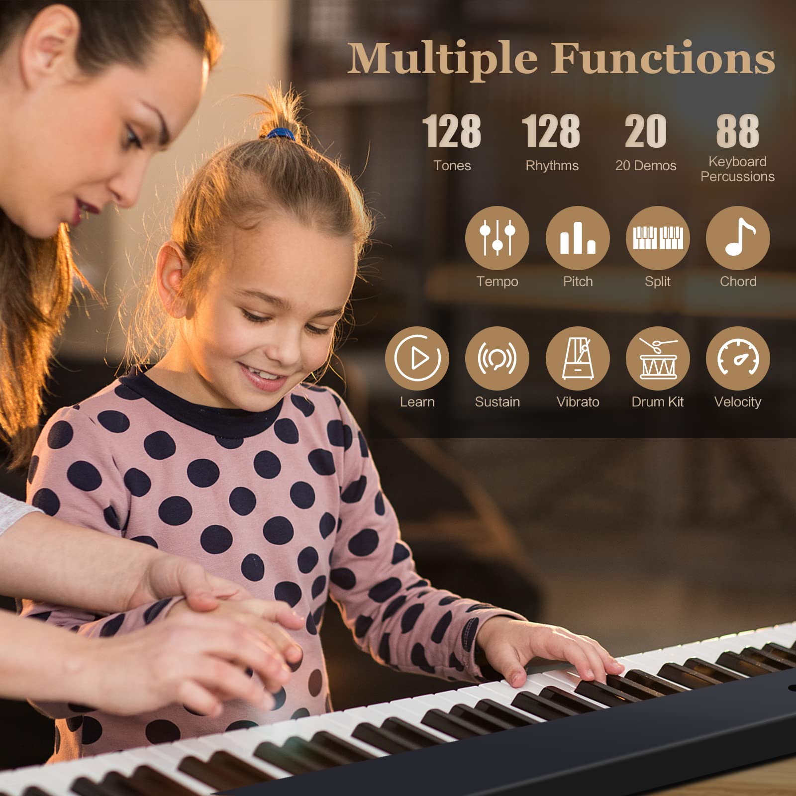 Costzon 88-Key Foldable Digital Piano Keyboard, Full Size Semi-Weighted Keyboard, Portable Electric Piano