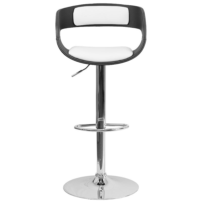 Emma and Oliver Bentwood Two Tone Black and White Vinyl Adjustable Height Barstool