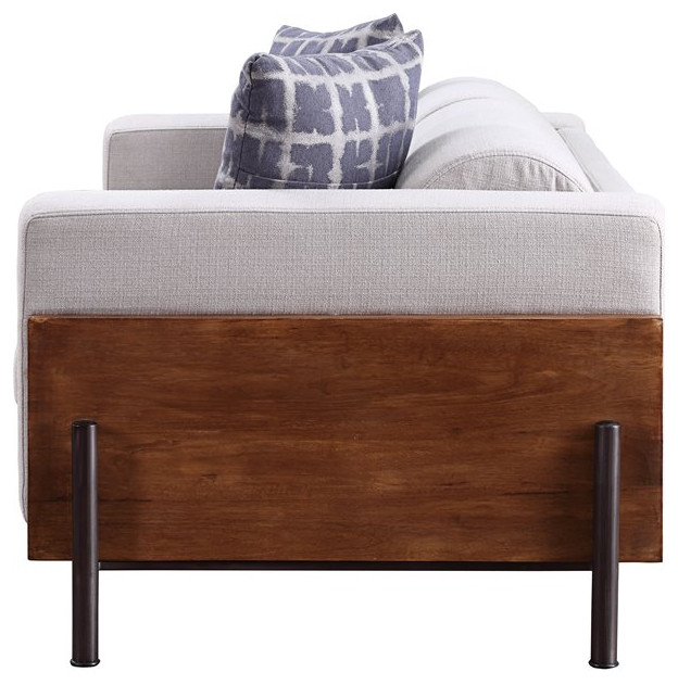 ACME Pelton Fabric Loose Back Chair with 1 Pillow in Walnut   Industrial   Armchairs And Accent Chairs   by Homesquare  Houzz