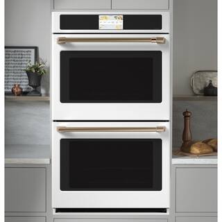 Cafe 30 in. Smart Double Electric Smart Wall Oven with Convection Self-Cleaning in Matte White Fingerprint Resistant CTD90DP4NW2