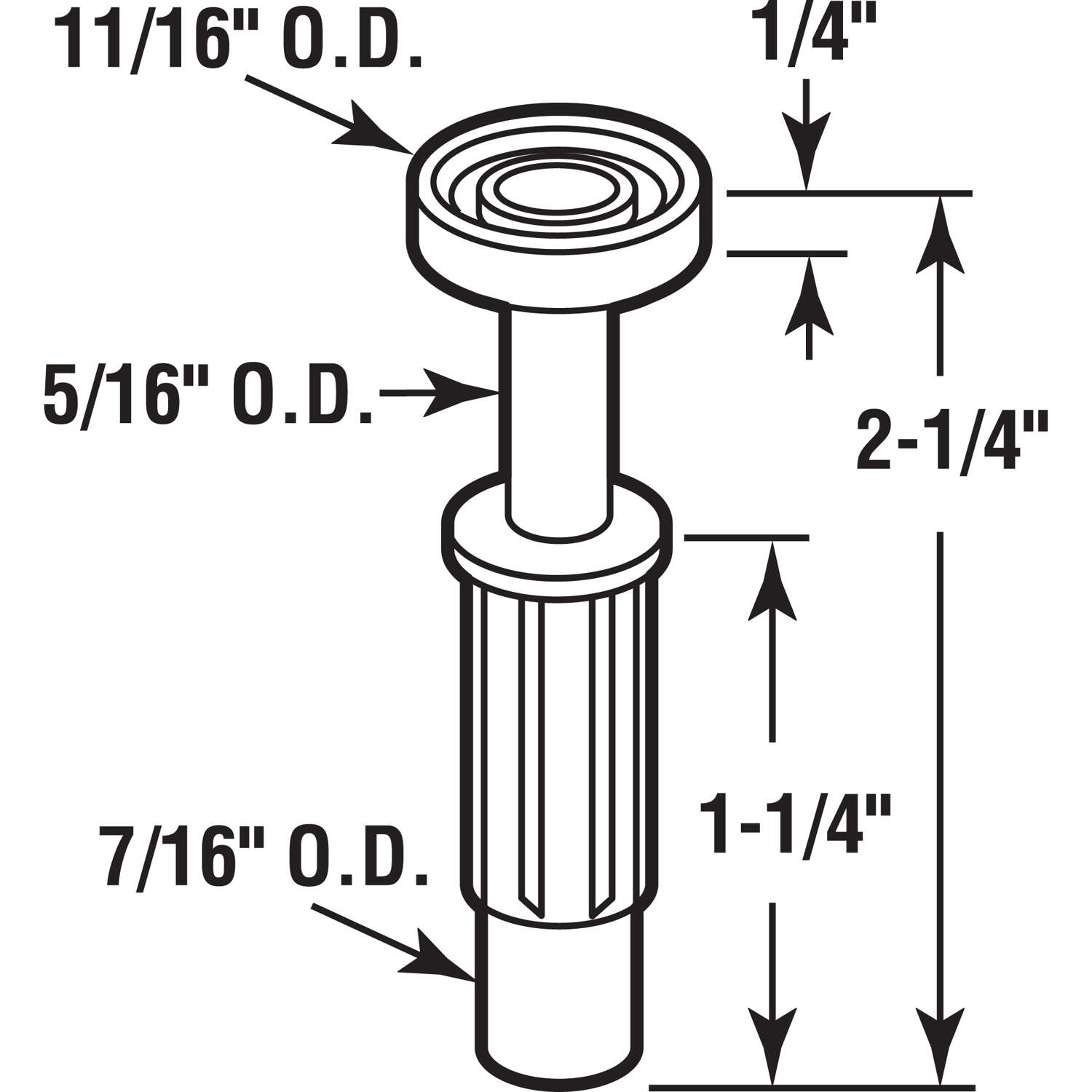 Prime-Line 11/16 in. D X 2.25 in. L Plastic/Steel Guide Roller 2 pk