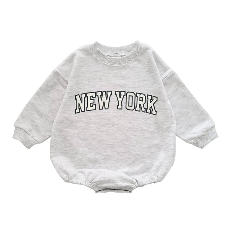 2024 Baby Romper INS 0-12M Newborn Infant Baby Boy Girl Romper Cute New York Letter Long Sleeve Jumpsuit Playsuit Clothing