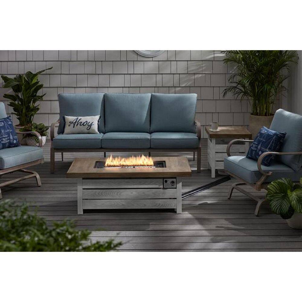 Home Decorators Collection Sunbury 48 in. Steel White Low Profile Wood-Look Tile Top LP Gas Fire Pit with Tank Holder 2333FP-4