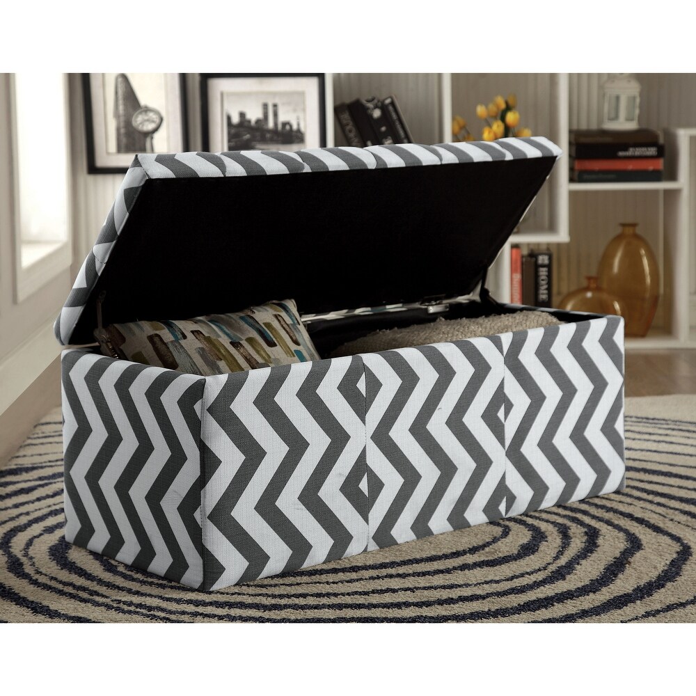 Gede Contemporary Fabric Tufted Life top Storage Bench by Furniture of America