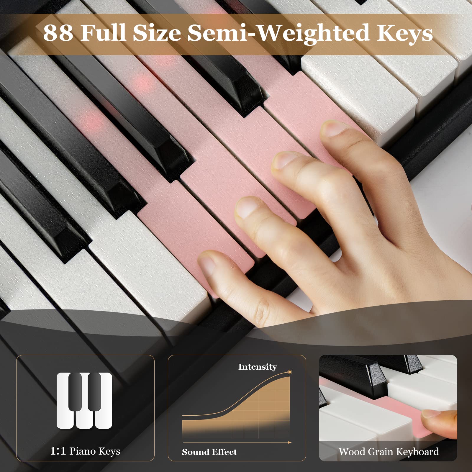 Costzon 88-Key Foldable Digital Piano Keyboard, Full Size Semi-Weighted Keyboard, Portable Electric Piano