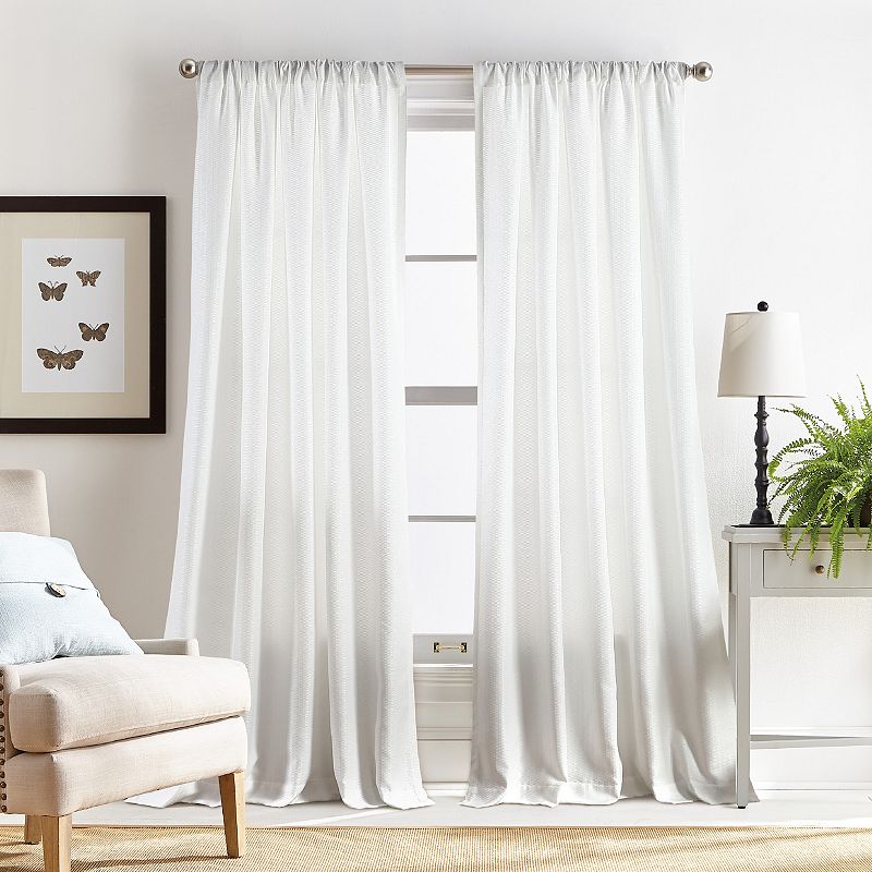 Martha Stewart Chenille Stitch Rod Pocket 2 Window Curtain Panels