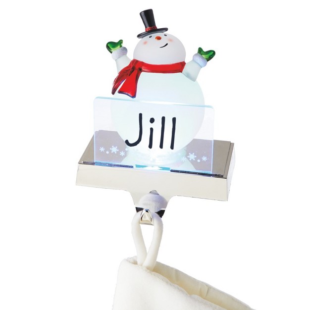 White And Red Led Lighted Frosted Snowman Christmas Stocking Holder Foralization