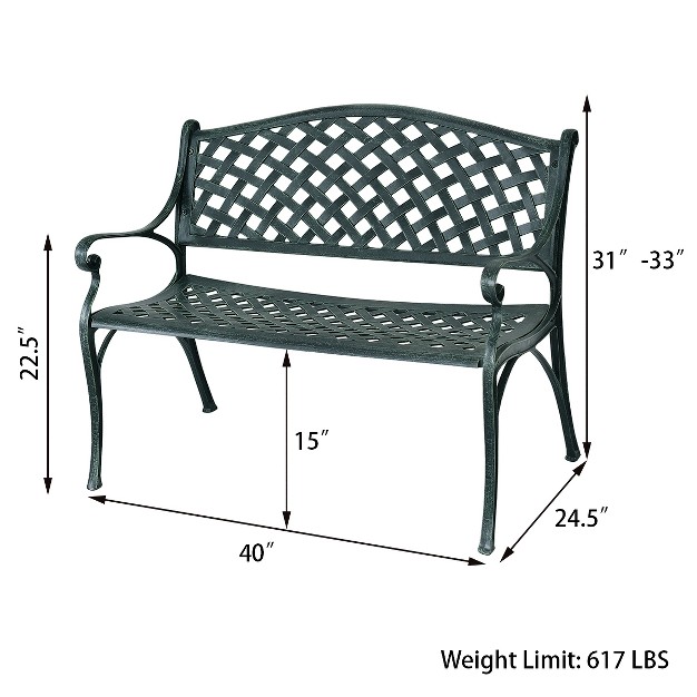 Tangkula Antique Garden Bench Park Yard Seat Aluminum Frame Outdoor