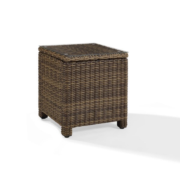 Crosley Bradenton Brown Wicker Rectangular Outdoor Side Table