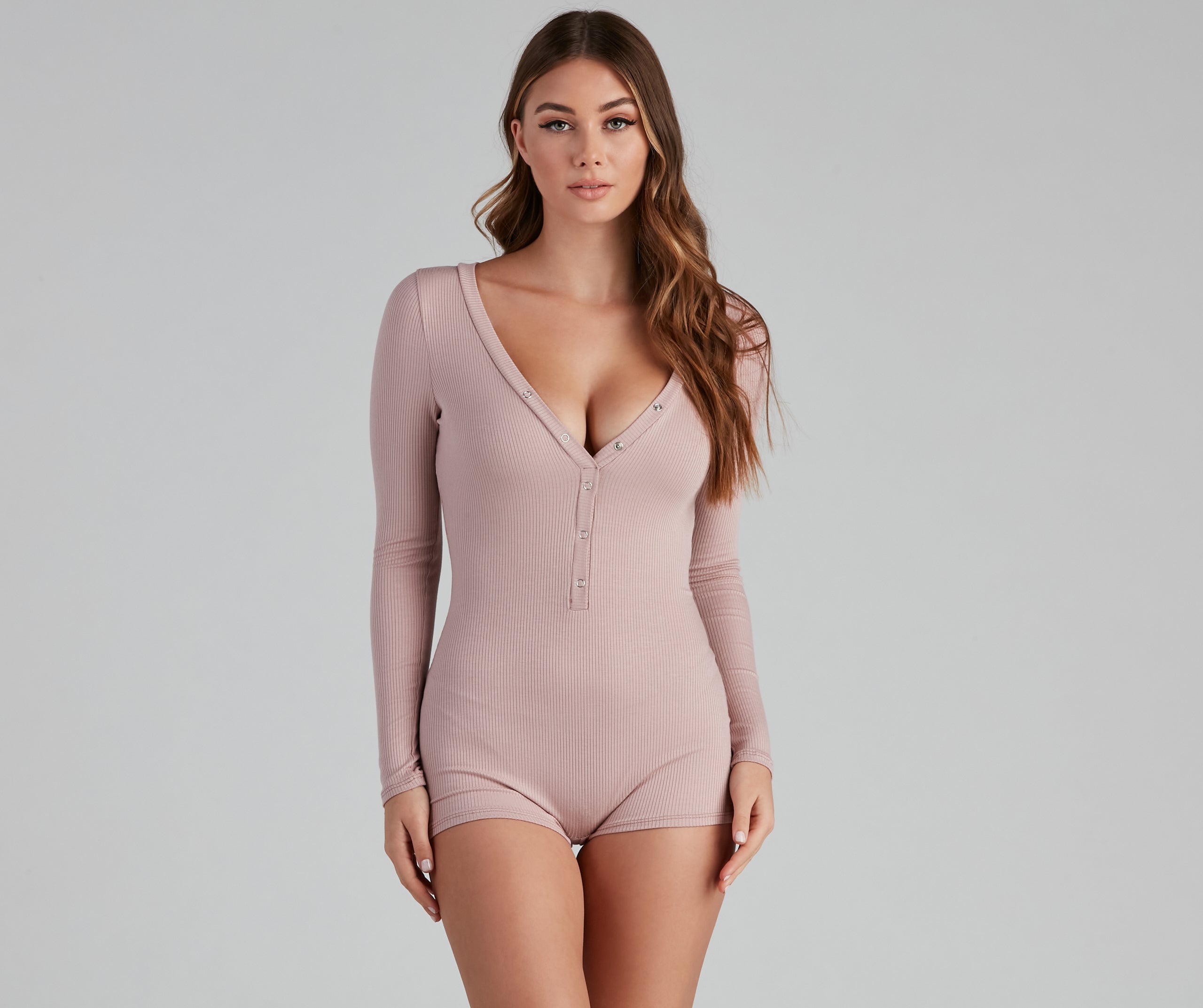 Cozy In Bed Henley Pajama Romper