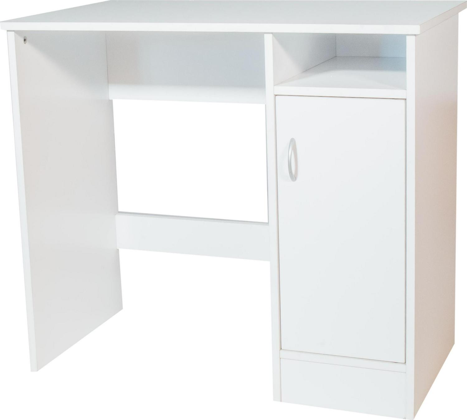 Madison Computer Desk with Cabinet， White