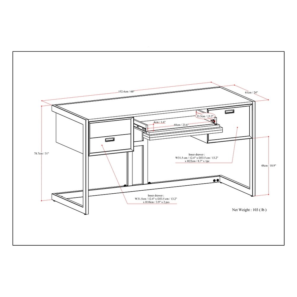 WYNDENHALL Arley SOLID ACACIA WOOD Modern Industrial 60 inch Wide Desk in Weathered Grey