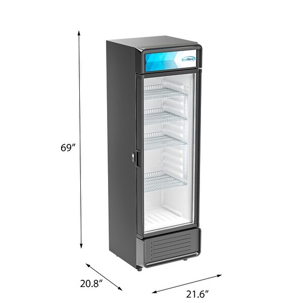 22 in. W 9 cu. Ft. Commercial 1 Glass Door Display Upright Beverage Refrigerator Cooler in Black