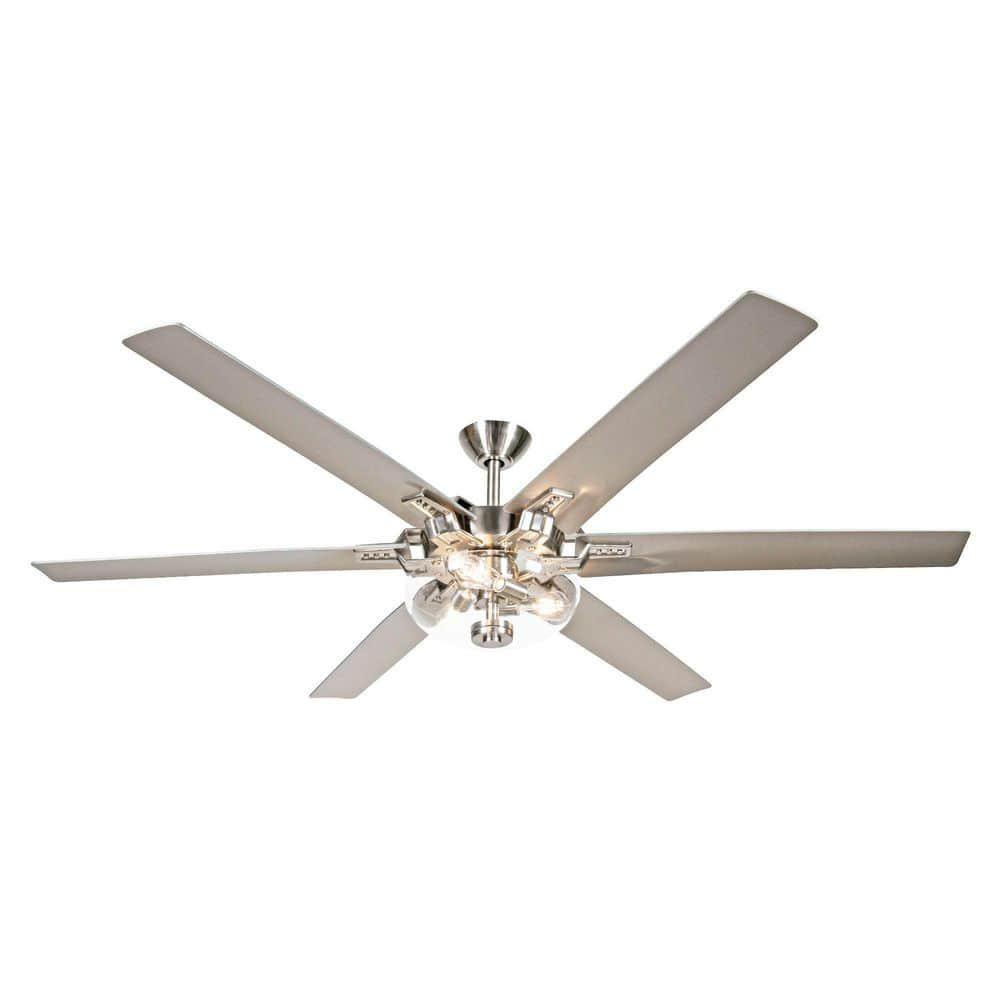 IHOMEadore 70 in Indoor Brushed Nickel Ceiling Fan with Remote Control