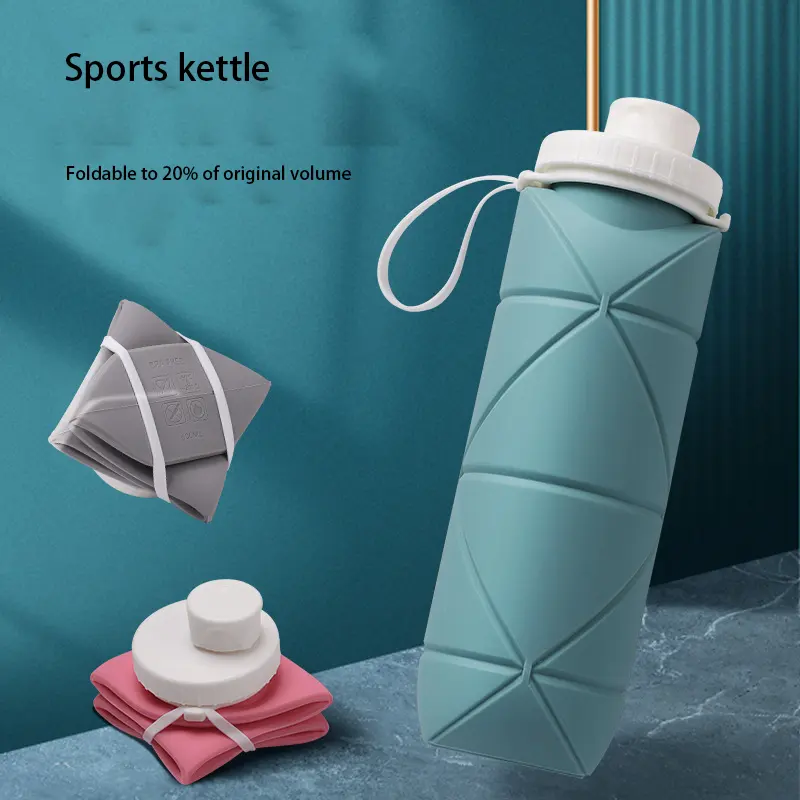 Silicone Folding Water Cup Outdoor Sports kettle Anti fall Portable Cycling Travel Telescopic camping hiking