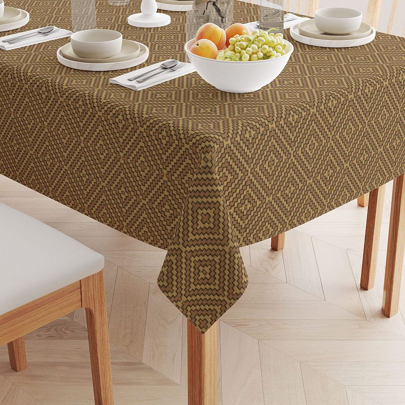 Square Tablecloth， 100% Polyester， 60x60， Diamond Wicker Wood Work